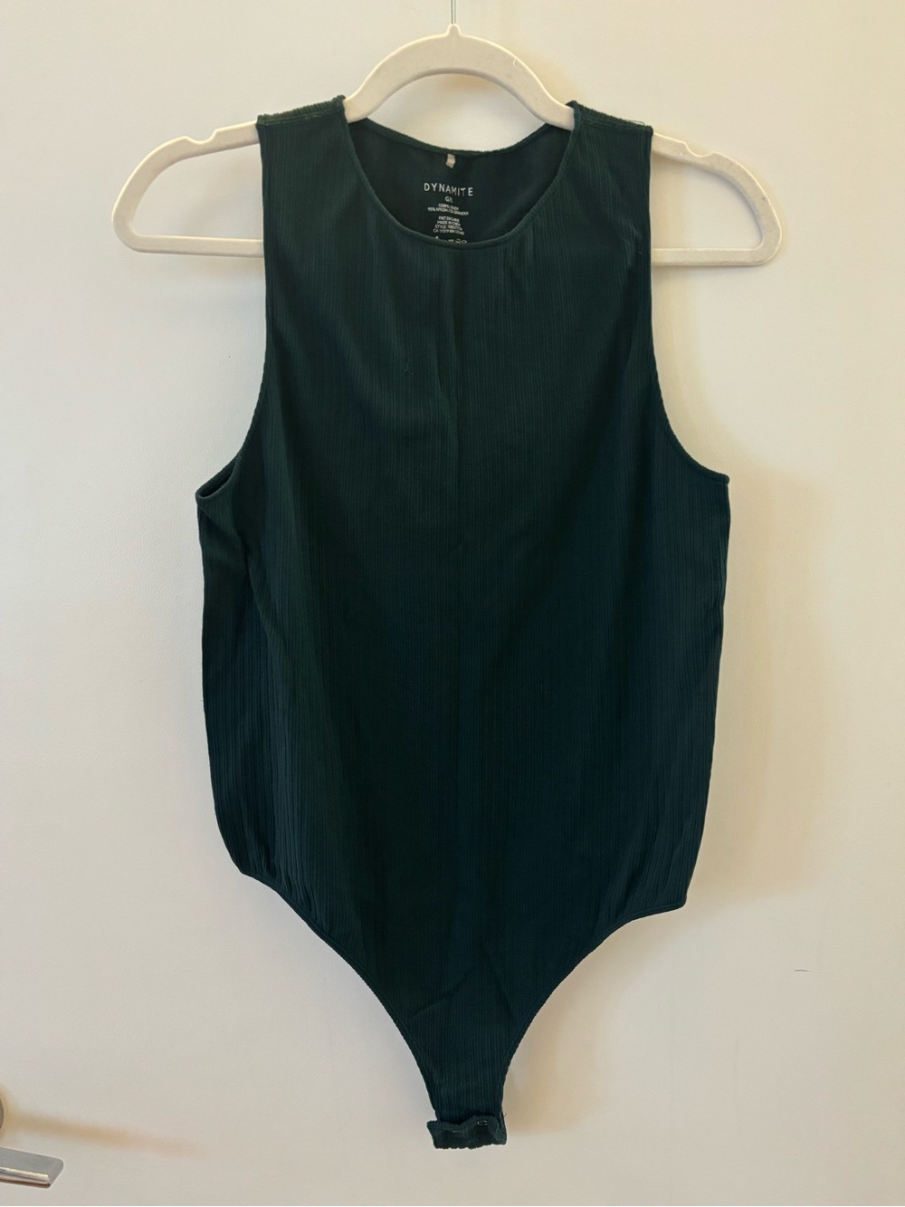 Dynamite Dark Green Ribbed Bodysuit — Size L